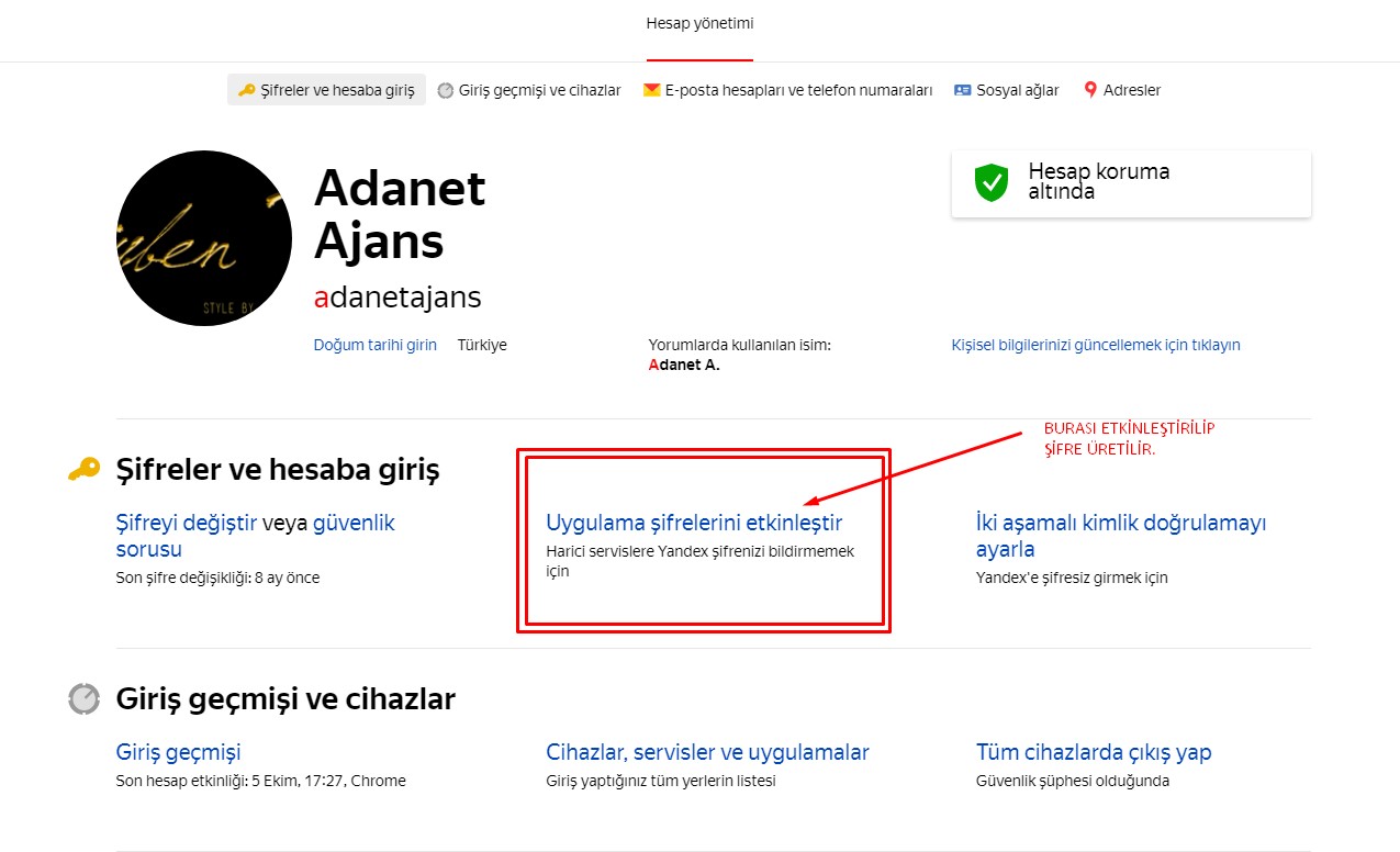 Yandex Outlook Ayarları
