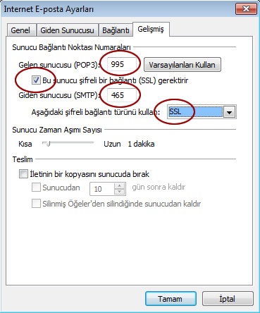 Yandex Outlook Ayarları