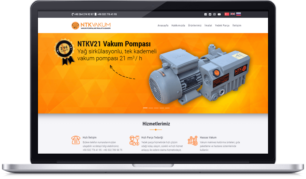 NTK VAKUM web sitesi tasarımı