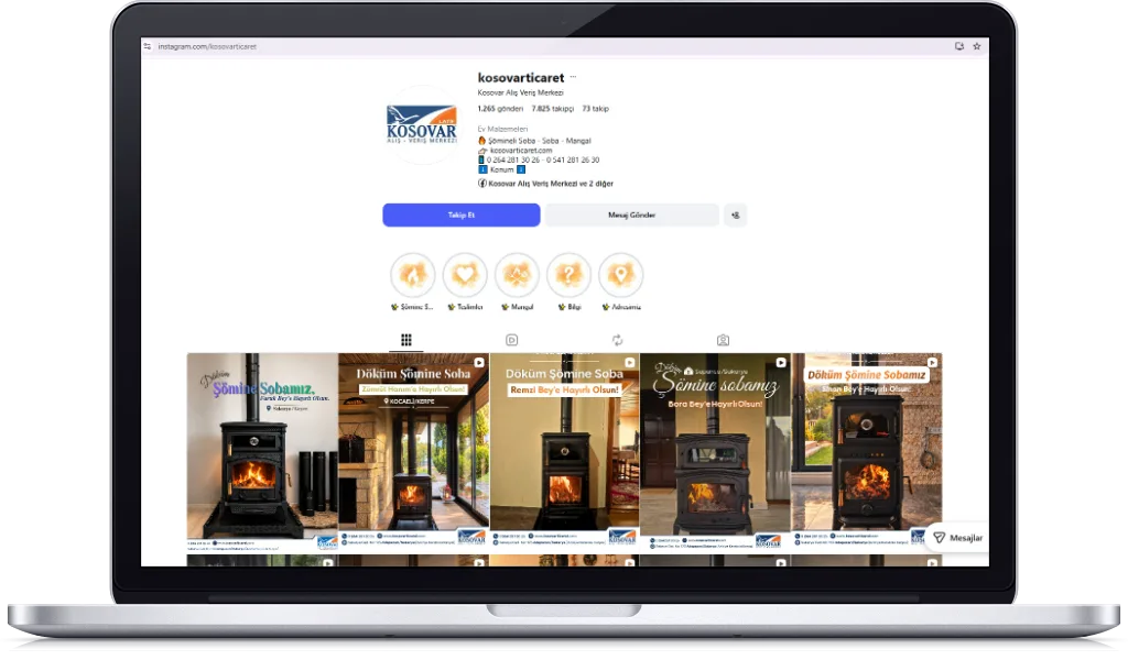 KOSOVAR TİCARET Sosyal Medya Yönetimi web sitesi tasarımı