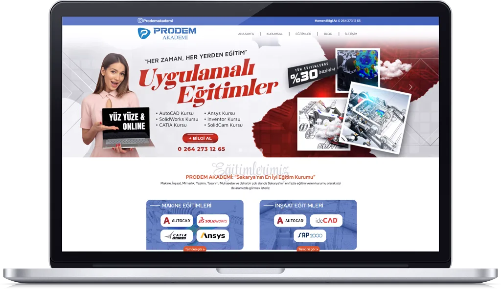 PRODEM AKADEMİ web sitesi tasarımı