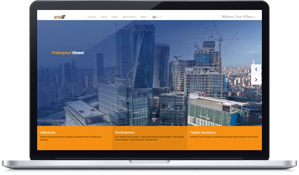 AREL ÇELİK YAPI web sitesi tasarımı