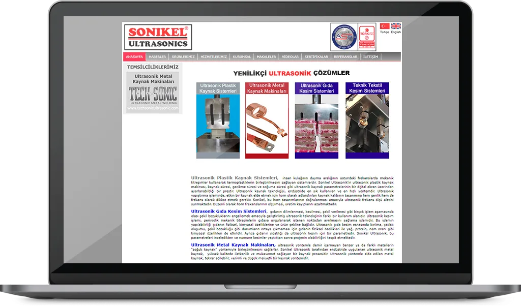 SONİKEL ULTRASONİK web sitesi tasarımı