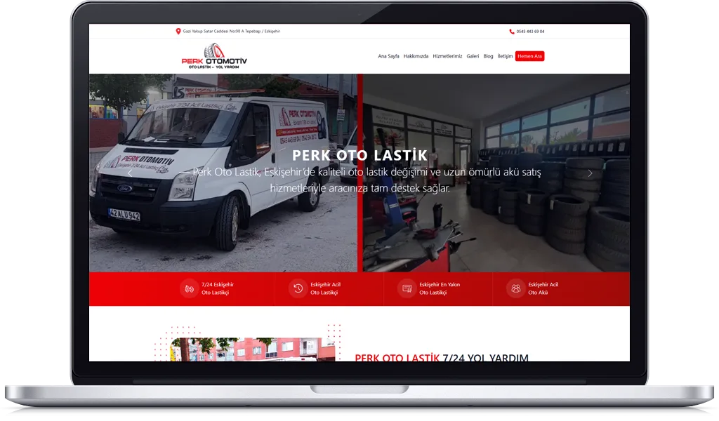 PERK OTO LASTİK web sitesi tasarımı