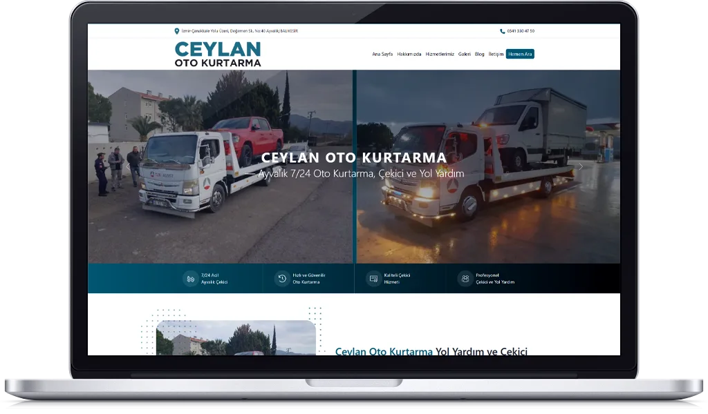 CEYLAN OTO KURTARMA web sitesi tasarımı