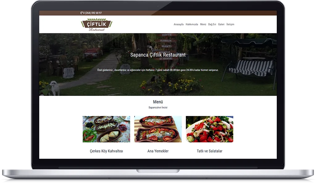 SAPANCA ÇİFTLİK RESTAURANT web sitesi tasarımı
