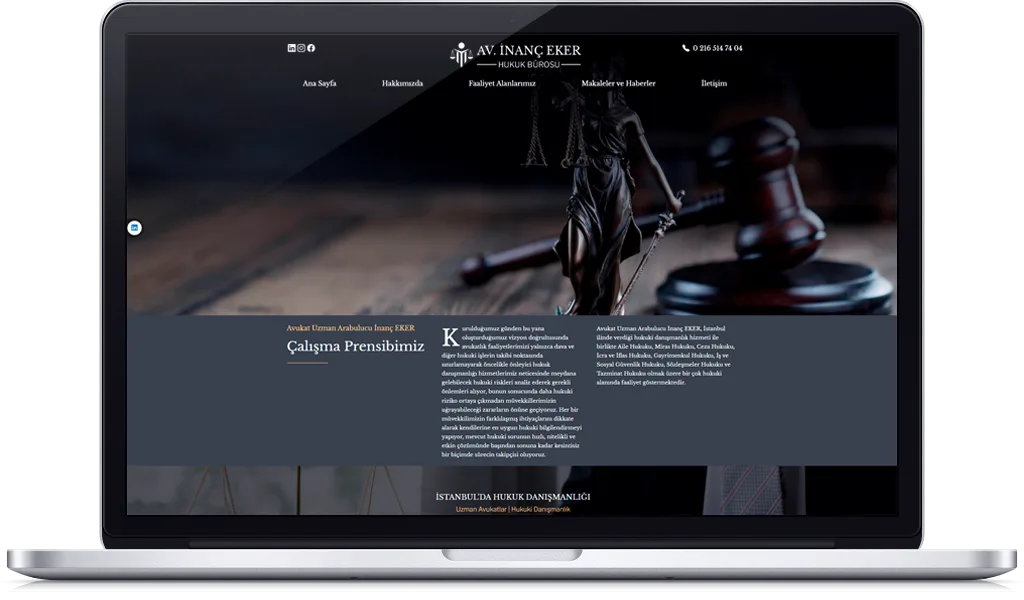 AVUKAT İNANÇ EKER web sitesi tasarımı