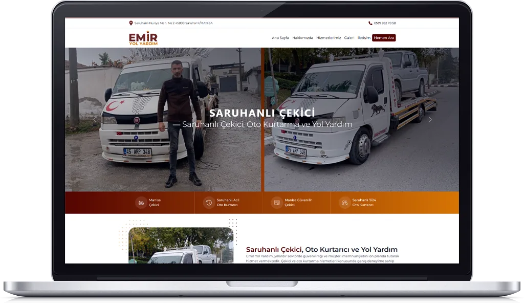 SARUHANLI OTO KURTARMA web sitesi tasarımı